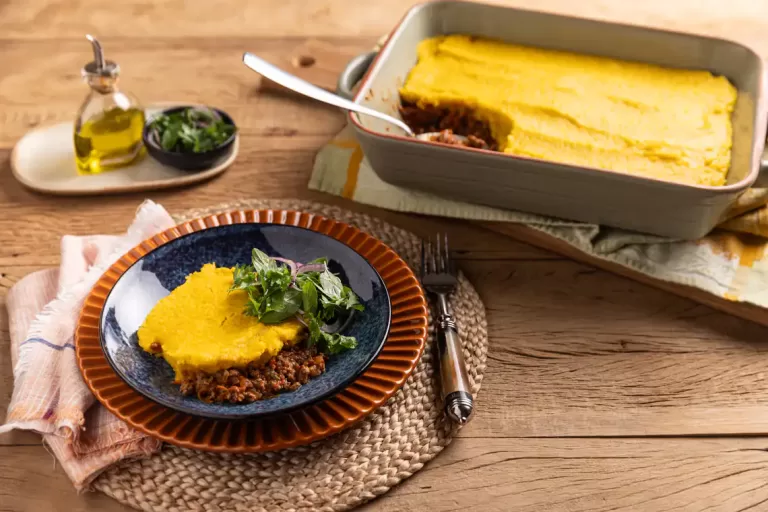 Receita de Escondidinho de carne e polenta com abóbora