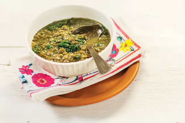Lentilha com espinafre