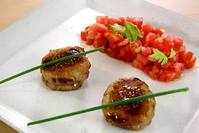 Receita de Lombo de porco com salsa de tomate e melancia