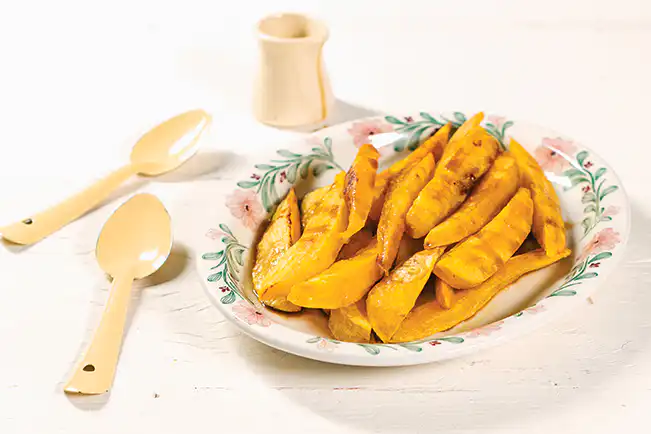 Mandioquinha assada com molho de melado