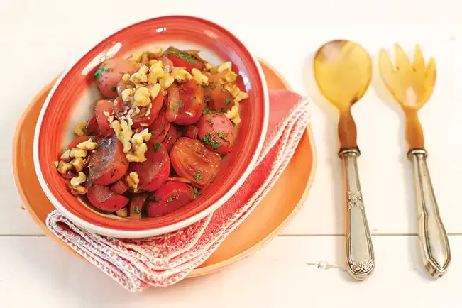 Receita de Rabanete cozido com balsâmico e nozes