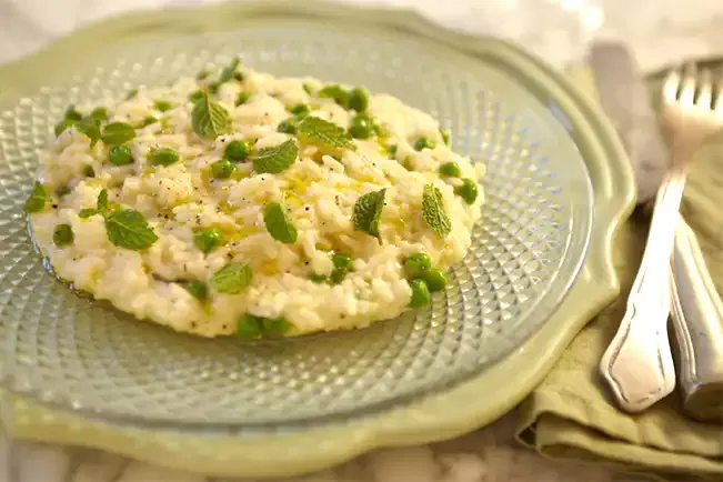 Receita de Risoto de ervilha e hortelã tradicional