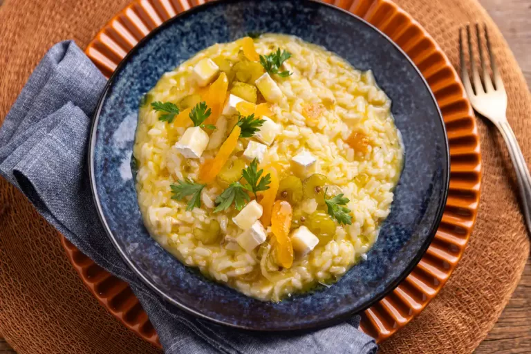 Receita de Risoto de queijo brie com damasco na pressão
