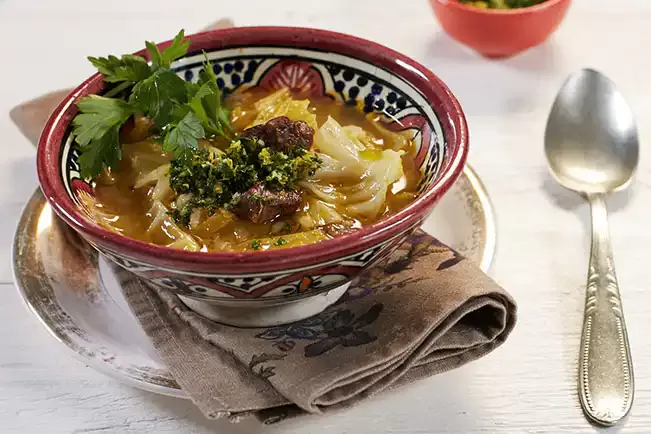 Receita de Sopa de repolho com músculo e arroz