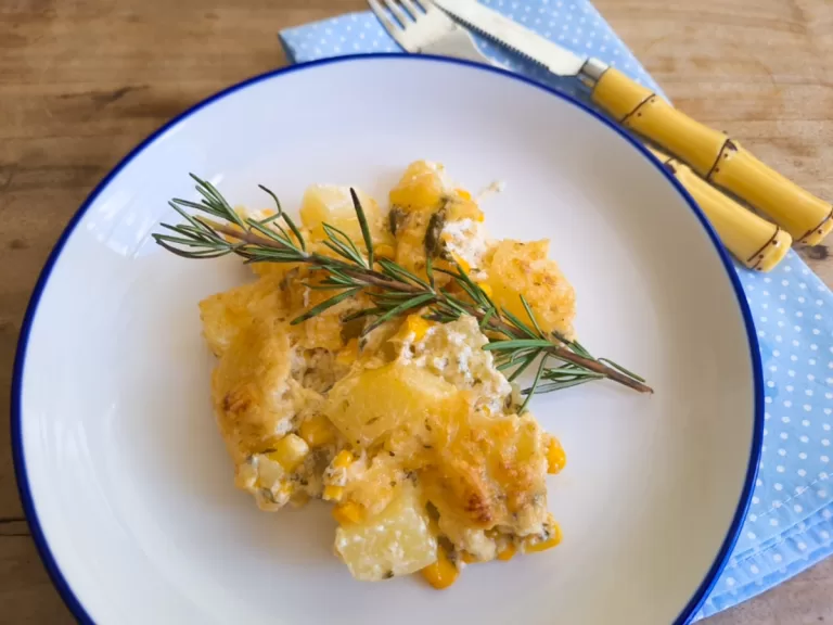 Receita de Batata gratinada com milho simples
